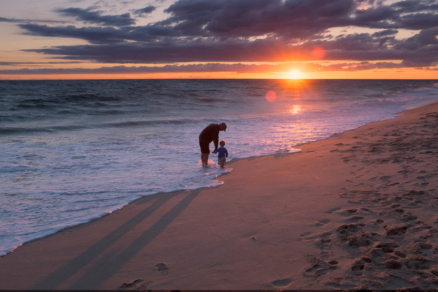 Family at Nantucket sunset